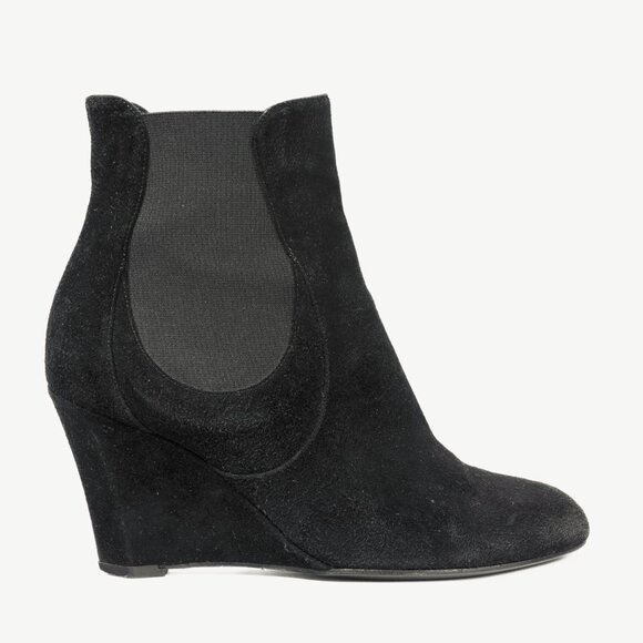Yves Saint Laurent Nero Suede Chelsea Wedge Booties - Picture 1 of 9